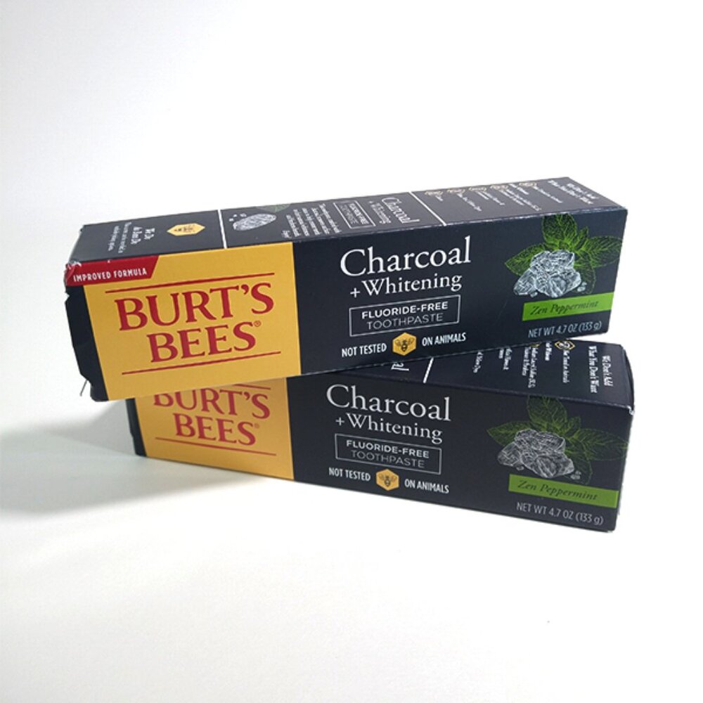 2 Burt's Bees Charcoal Whitening Zen Peppermint Toothpaste Fluoride Free 4.7 Oz